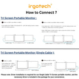 IRGOTECH Tri Screen Display Dual Portable Monitor Laptop, Extended Laptop Monitor, Triple Display Screen M1 M2 Chips
