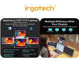 IRGOTECH 14 inch One Cable For Three Screen, Quad Screen Display Portable Monitor  M1 M2 M3 Chips MacOS