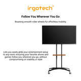 IRGOTECH Height Adjustable TV Floor Stand with Tray Aluminium Roller Wheels