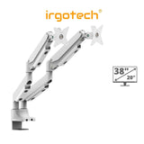 IRGOTECH Dual Monitor Stand 38 inch Adjustable Monitor Gas Spring Arm Mount Vesa Bracket Computer Holder Clamp S-Series