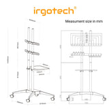 IRGOTECH Height Adjustable TV Floor Stand with Tray Aluminium Roller Wheels
