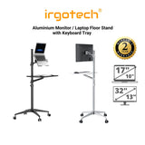 IRGOTECH M-Series Laptop Monitor Floor Stand with Keyboard Tray Aluminium Stand Ergonomic Laptop Monitor Stand
