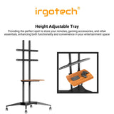 IRGOTECH Height Adjustable TV Floor Stand with Tray Aluminium Roller Wheels