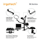 IRGOTECH M-Series Multi-Device Desk Arm Mount with Ring light, suitable for DSLR Camera, Laptop, Monitor, Tablet, Smartphone, Microphone