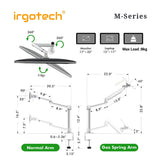 IRGOTECH M-Series Premium Monitor Laptop Stand Mix Dual Arm Full Motion Gas Spring Height Adjustable Monitor Stand
