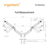 IRGOTECH S-Series Premium Dual Monitor Desk Stand Gas Spring Arm 32inch Monitor Adjustable Stand Arm Desk Mount Monitor bracket