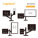 IRGOTECH M-Series Tablet and Laptop Stand with Inter-exchangeable Monitor Vesa Bracket and Adjustable Arm