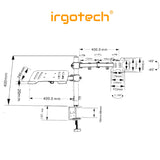 IRGOTECH O-Series Dual Monitor Arm for Monitor PC 13-27" Laptop 10-17" Monitor Desk Mount Arm