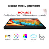 IRGOTECH 12.5" Portable Monitor 4K with Touch Screen, 100% sRGB Ultra-Slim design with HDMI and Type C Interface compatible wz laptops, smartphones