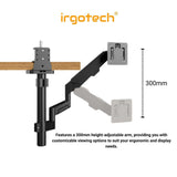 IRGOTECH Shelf Cabinet Gas Spring Arm Monitor Mount for 17 - 32'' Monitor , Clamp Grommet Installation