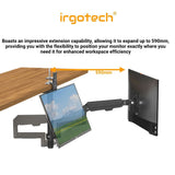 IRGOTECH Shelf Cabinet Gas Spring Arm Monitor Mount for 17 - 32'' Monitor , Clamp Grommet Installation