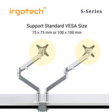 IRGOTECH S-Series Premium Dual Monitor Desk Stand Gas Spring Arm 32inch Monitor Adjustable Stand Arm Desk Mount Monitor bracket