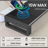 VAYDEER Monitor Stand Aluminum with USB3.0 Wireless Charging Pad Computer Riser, PC Stand