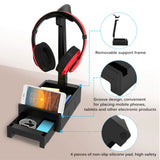 IRGOTECH 2 In 1 Headphone Stand Storage Box Removable Anti-slip Earphone Bracket ABS Durable Headset Hanger For Home Office
