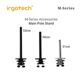 IRGOTECH M-Series Accessories Main Pole Stand Clamp Grommet Base Extended Height 31cm 44cm 53cm for Monitor and Laptop Stand