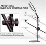 Overhead Phone Mount with 10’’ Ring Light , Selfie Phone Mount with Ring Light ,Table Top Ring Light Stand