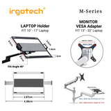 IRGOTECH M-Series Premium Monitor Laptop Stand Mix Dual Arm Full Motion Gas Spring Height Adjustable Monitor Stand