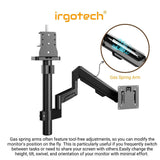 IRGOTECH Shelf Cabinet Gas Spring Arm Monitor Mount for 17 - 32'' Monitor , Clamp Grommet Installation