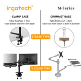 IRGOTECH M-Series Monitor and Laptop Stand with Adjustable Arm Standard Pole of 31cm Height Clamp Grommet Base