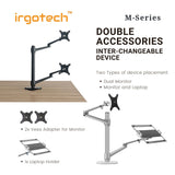 IRGOTECH M-Series Monitor and Laptop Stand with Adjustable Arm Standard Pole of 31cm Height Clamp Grommet Base