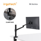 IRGOTECH M-Series Single Desk Arm Mount for Computer Monitor size 17inch to 32inch with Adjustable Aluminum Arm
