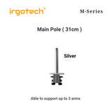 IRGOTECH M-Series Accessories Main Pole Stand Clamp Grommet Base Extended Height 31cm 44cm 53cm for Monitor and Laptop Stand