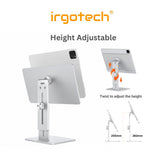 IRGOTECH Magnetic Aluminium i-Pad Stand , i-Pad Air i-Pad Pro Tablet Stand Holder Height Adjustable Angle 360
