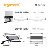 IRGOTECH M-Series Laptop and Tablet Floor Stand with Moveable Roller Base and Adjustable Arm