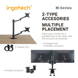 IRGOTECH M-Series Dual Monitor Stand 15- 32 inch Monitor Desk Mount Arm Double Aluminum Arm for Monitor Mount