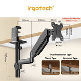 IRGOTECH Shelf Cabinet Gas Spring Arm Monitor Mount for 17 - 32'' Monitor , Clamp Grommet Installation