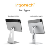 IRGOTECH Magnetic Aluminium i-Pad Stand , i-Pad Air i-Pad Pro Tablet Stand Holder Height Adjustable Angle 360