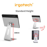 IRGOTECH Magnetic Aluminium i-Pad Stand , i-Pad Air i-Pad Pro Tablet Stand Holder Height Adjustable Angle 360