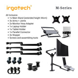 IRGOTECH M-Series Triple Arm Monitor Laptop Stand with Inter-changeable to Tablet Holder and Adjustable Arm and Extended Pole Height at 44cm