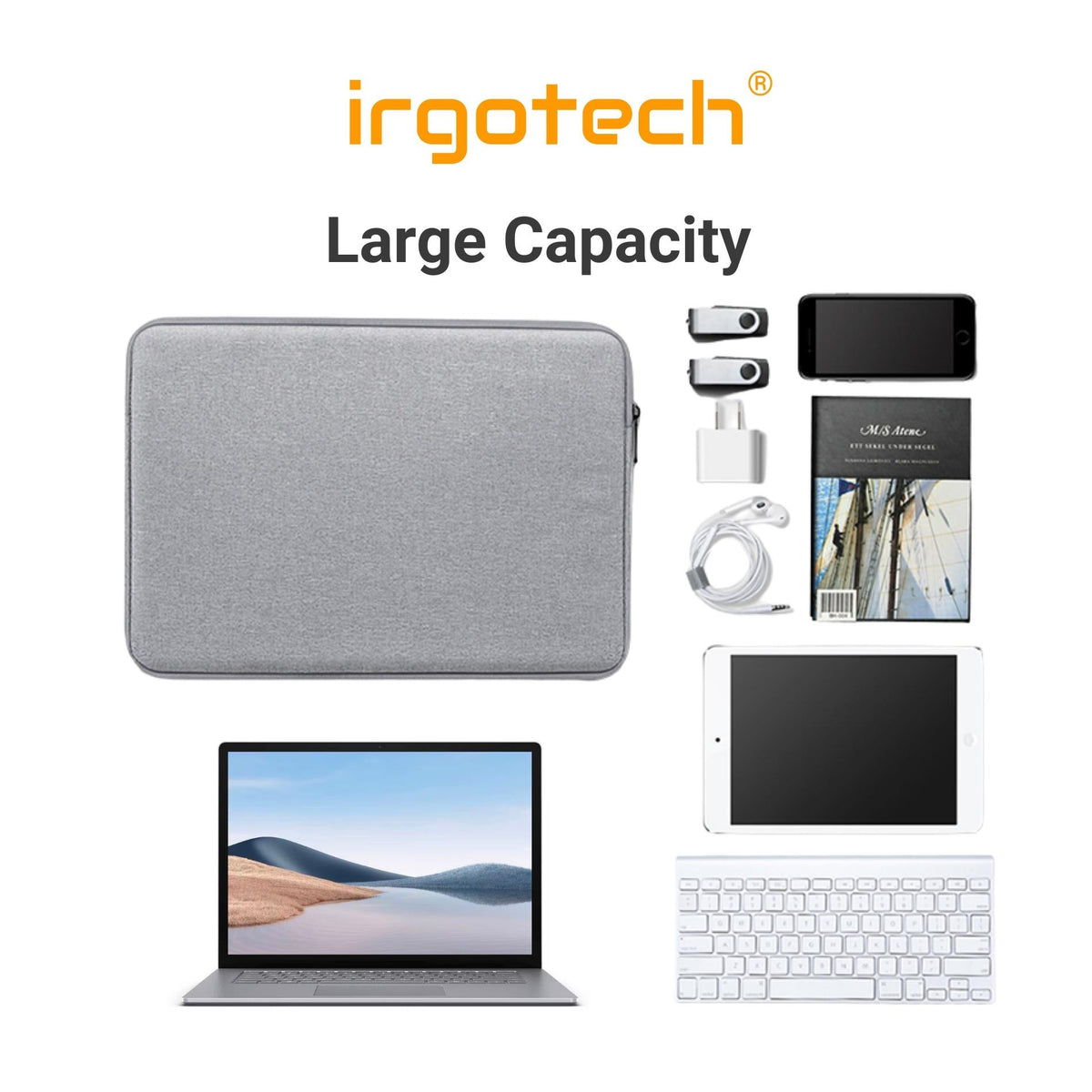 IRGOTECH Soft Sleeve Case for Laptop, Portable Monitor Protective Slip