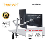 IRGOTECH M-Series Dual Monitor Stand 15- 32 inch Monitor Desk Mount Arm Double Aluminum Arm for Monitor Mount