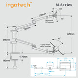 IRGOTECH M-Series Monitor and Laptop Stand with Adjustable Arm Standard Pole of 31cm Height Clamp Grommet Base