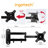IRGOTECH Monitor Wall Mount Bracket Full Motion Adjustable for Swivel Tilt Rotation fit for monitor 10 – 27’’ VESA Compatible