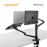 IRGOTECH M-Series Monitor and Laptop Stand with Adjustable Arm Standard Pole of 31cm Height Clamp Grommet Base