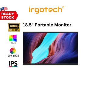 IRGOTECH 18.5" FHD Portable Gaming Monitor HDMI USB C IPS Extended Monitor Laptop PS5 Monitor