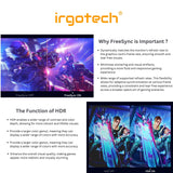 IRGOTECH Portable Monitor 17.3 Gaming Monitor 240Hz 100% sRGB,HDMI Type C interface Extended Monitor Laptop, Switch, PS5