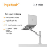 IRGOTECH M-Series Single Desk Arm Mount for Laptop 10" - 17" with Adjustable Arm