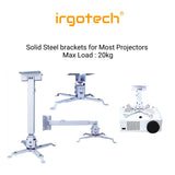 IRGOTECH Full Motion 2 IN 1 Projector Mount with Height Adjustable ,Ceiling Projector Mount , Projector Wall Mount ,Ceiling Mount