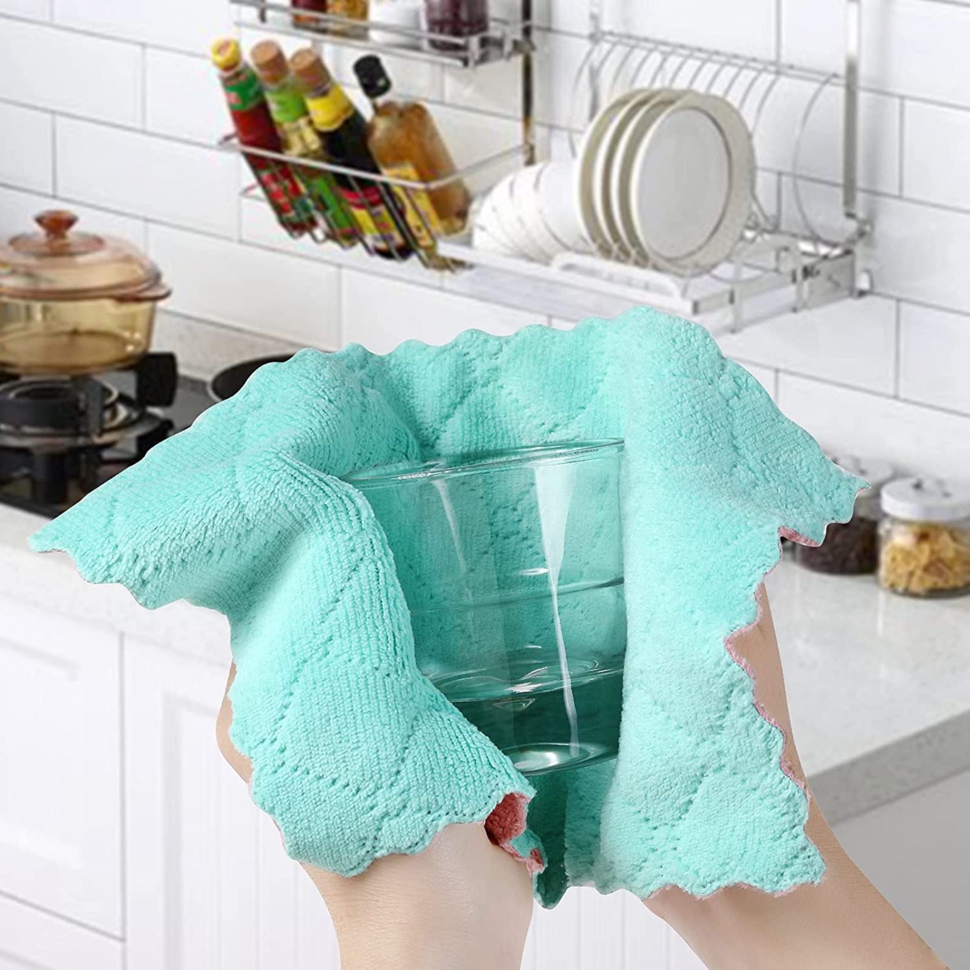 Kitchen Cloth Dish Towels, Premium Dishcloths, Super Absorbent Coral V –  IRGOTECH