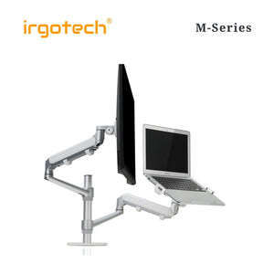 IRGOTECH M-Series Premium Monitor Laptop Stand Mix Dual Arm Full Motion Gas Spring Height Adjustable Monitor Stand