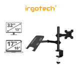 IRGOTECH O-Series Dual Monitor Arm for Monitor PC 13-27" Laptop 10-17" Monitor Desk Mount Arm