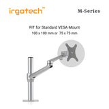 IRGOTECH M-Series Single Desk Arm Mount for Computer Monitor size 17inch to 32inch with Adjustable Aluminum Arm