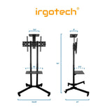 IRGOTECH TV Floor Stand for 32’’ – 72’’ LED, LCD, PLASMA OLED TV , Height Adjustable TV Floor Stand ,VESA Compatible