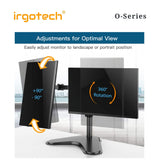 IRGOTECH O-Series Dual Monitor Table Stand for Monitor up to 32’’ , Monitor Arm, Monitor Mount