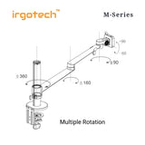 IRGOTECH M-Series Single Desk Arm Mount for Computer Monitor size 17inch to 32inch with Adjustable Aluminum Arm