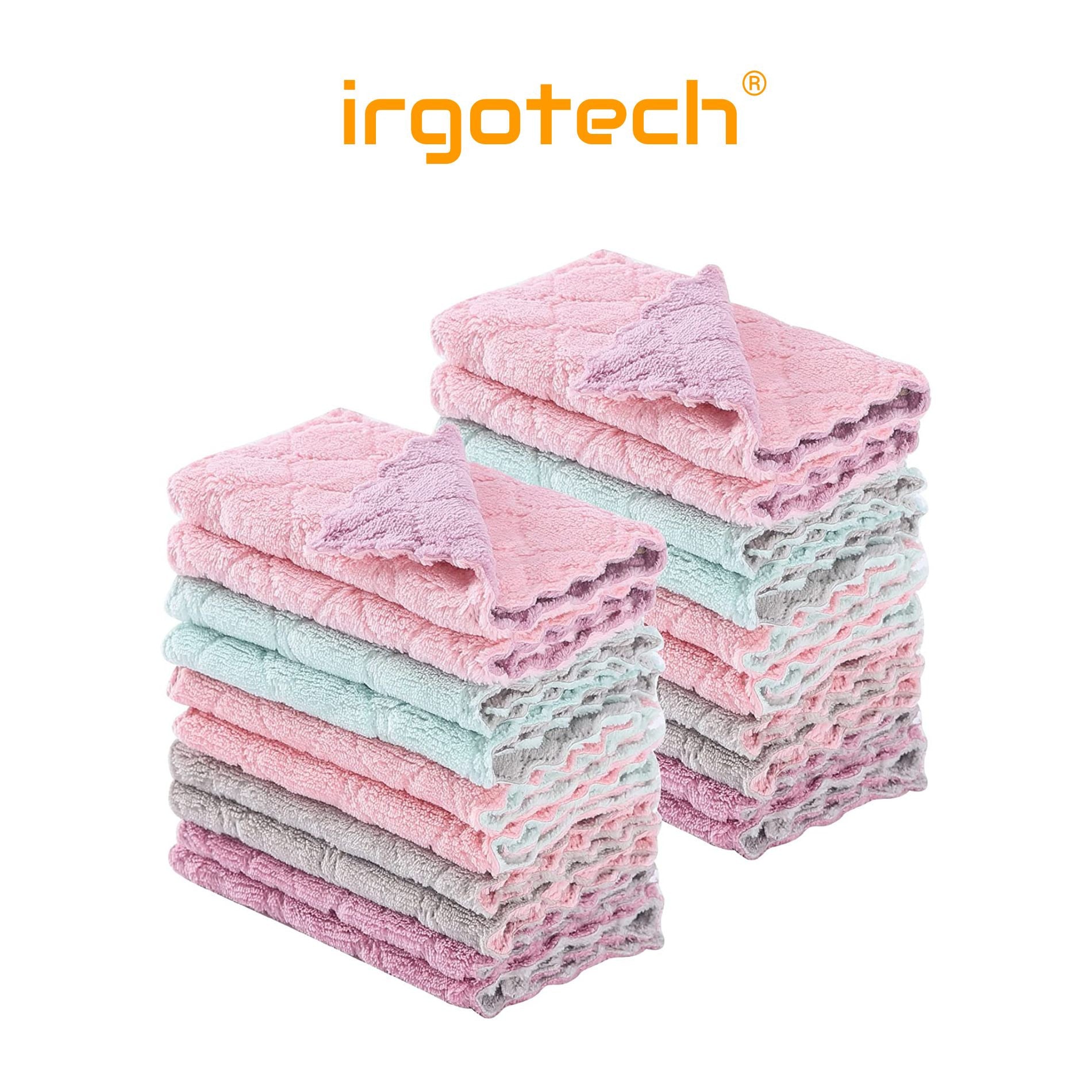 Kitchen Cloth Dish Towels, Premium Dishcloths, Super Absorbent Coral V –  IRGOTECH